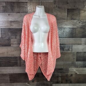 En Crème Open Front Short Sleeve Cardigan  Sz L